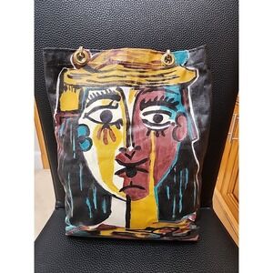 Susan Tancer Studios Portrait Of Lady Tote with Woven Handles - MINT